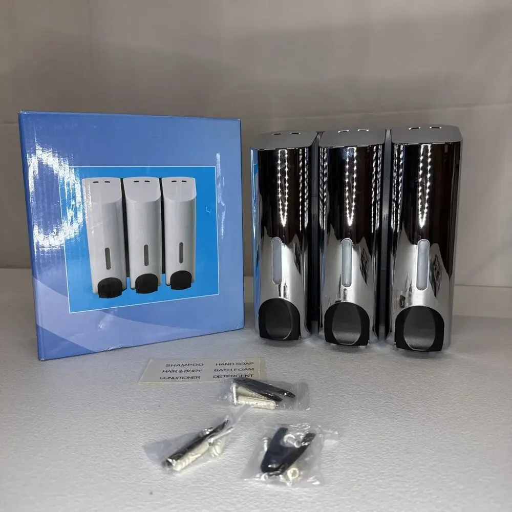 Chrome Triple Soap Dispenser, designed for wall-mounted liquid soap Dispenser